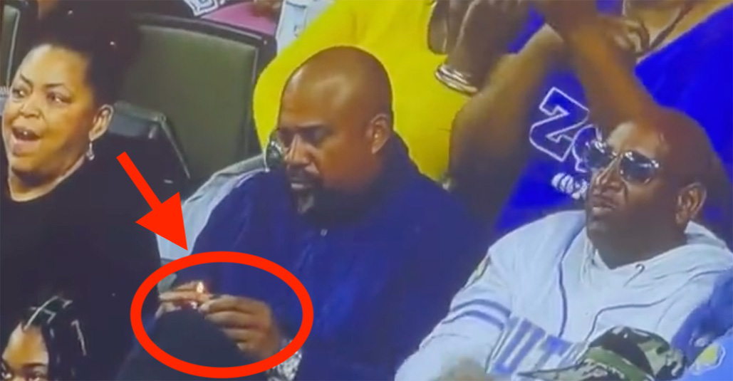 College Football Fan Warming BBQ Rib With Lighter Was Not Rolling Blunt