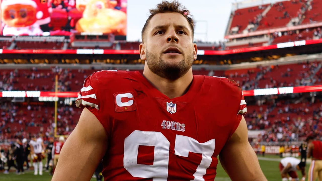49ers' George Kittle says Nick Bosa 'secured' Defensive Player of the Year award with two-sack performance vs. Washington