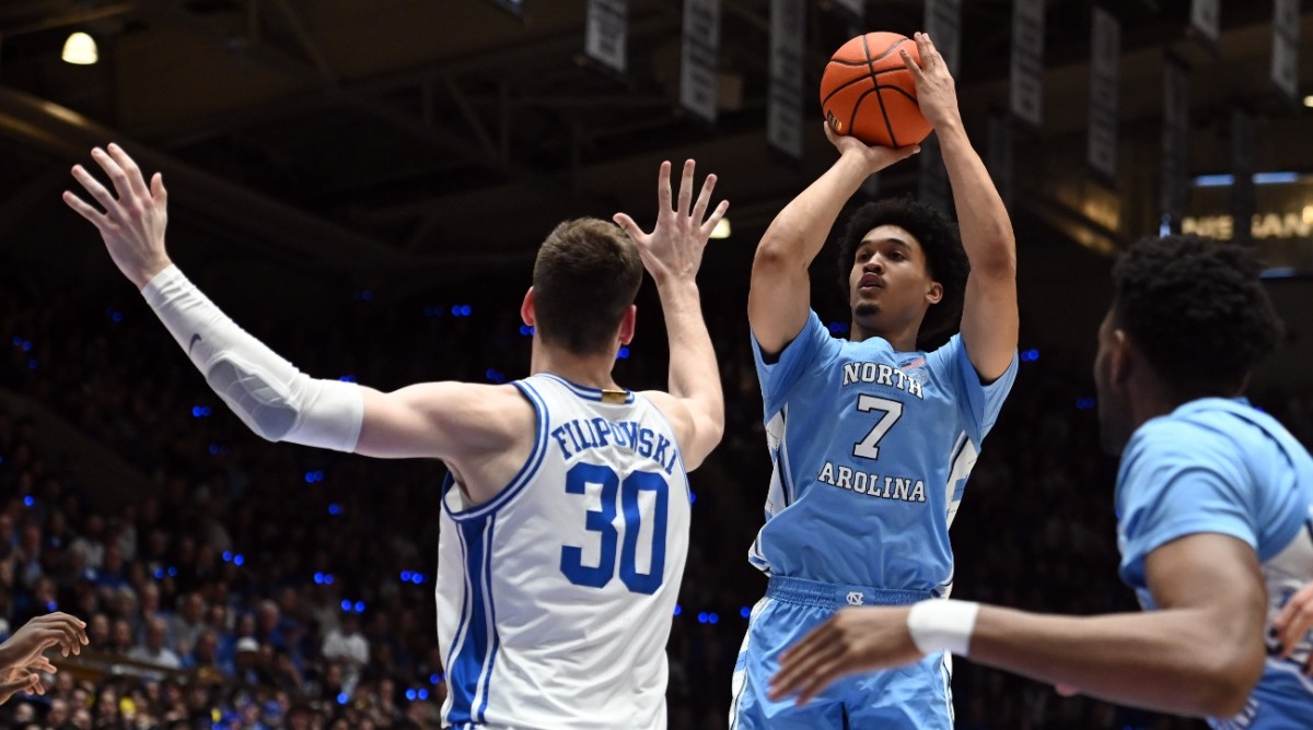Kyle Filipowski Appears to Intentionally Trip Harrison Ingram During Duke-North Carolina Clash