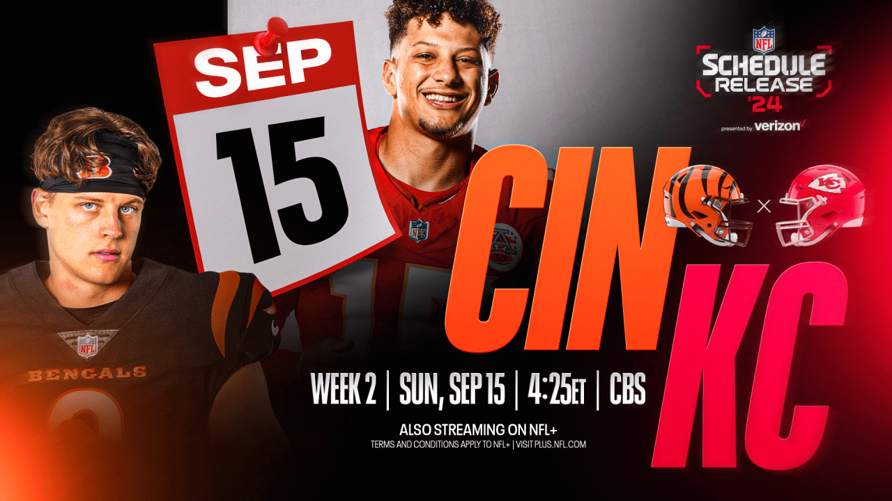 2024 NFL schedule release: Bengals traveling to Kansas City to face Chiefs in Week 2