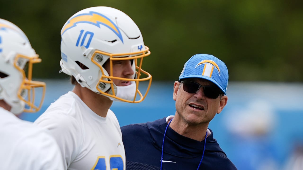 Chargers HC Jim Harbaugh extols QB Justin Herbert’s athleticism: 'He could play tight end here. He could play edge rusher here.'