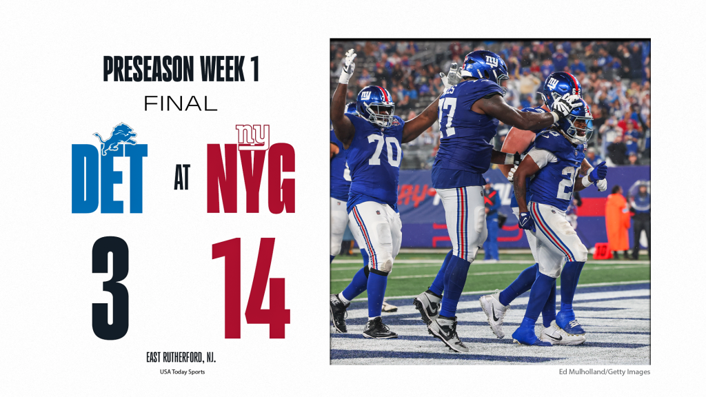 New York Giants open preseason with impressive 14-3 win over Lions