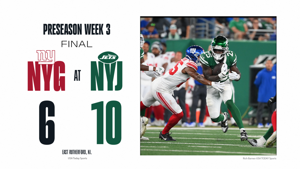 New York Giants sacked by Jets, 10-6, to close out 2024 preseason