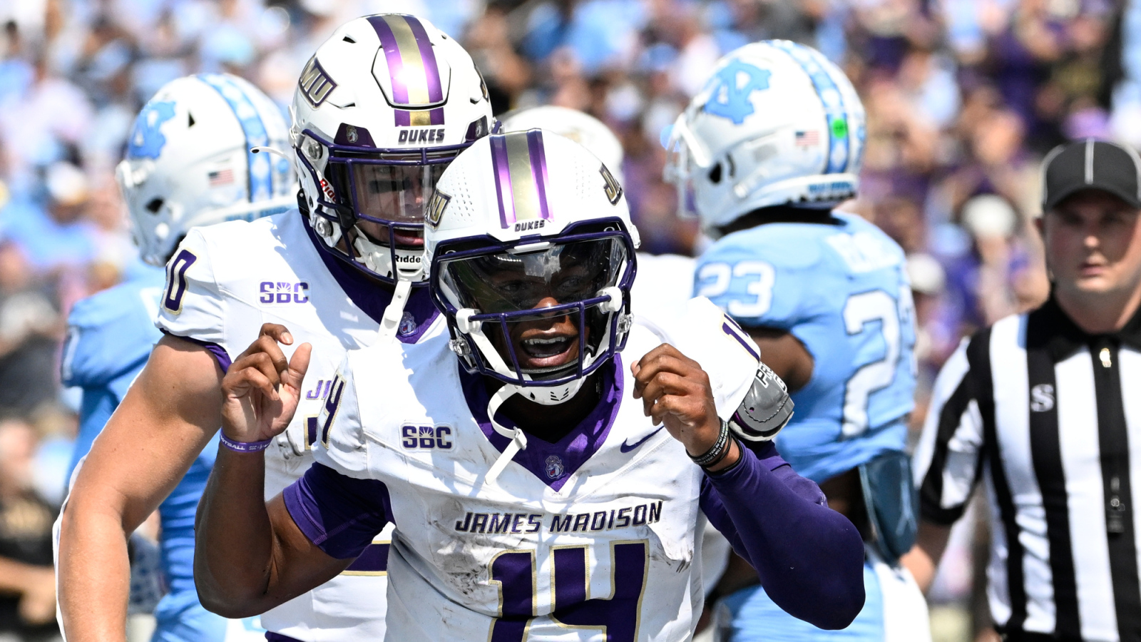 James Madison stuns UNC with early blocked-punt TD, onside kick