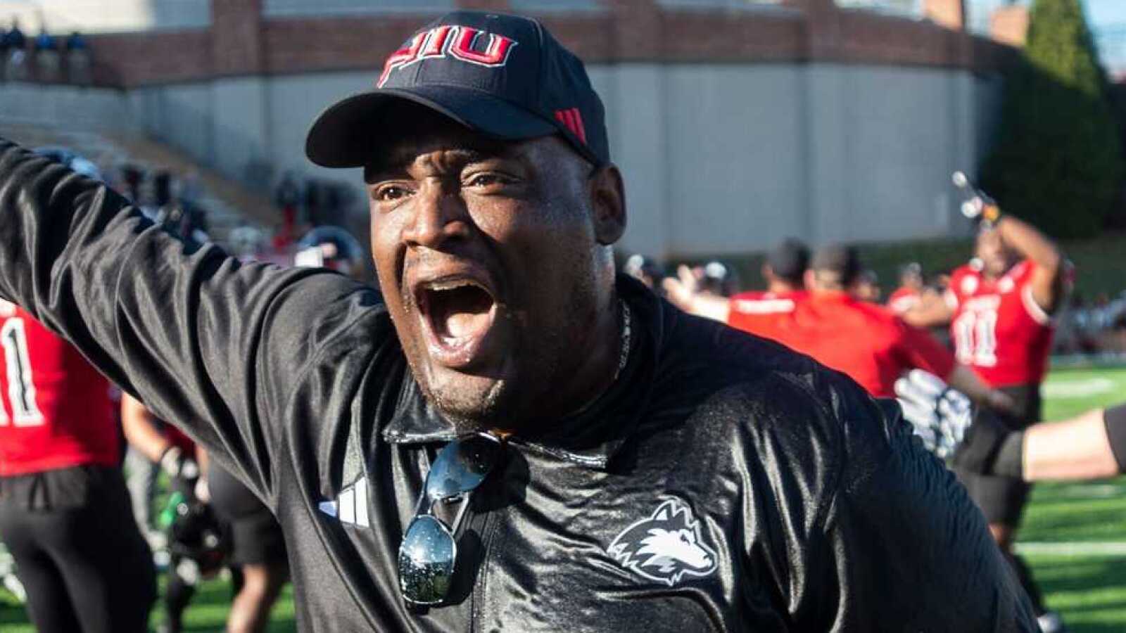 Watch: NIU HC breaks down in interview after Notre Dame upset