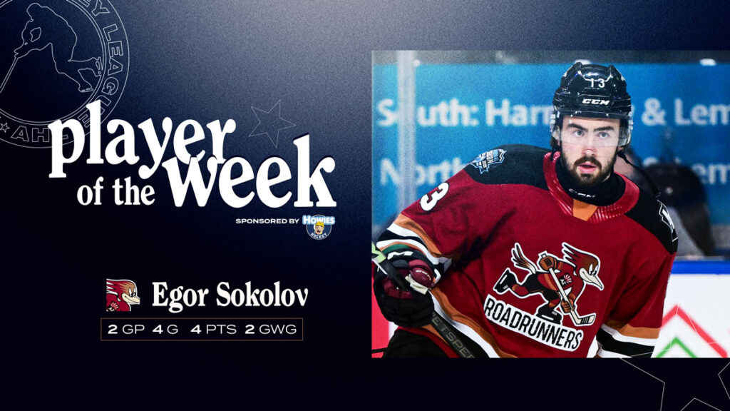 Roadrunners’ Sokolov named AHL Player of the Week