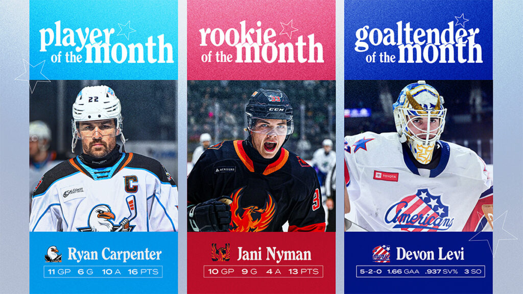 Carpenter, Nyman, Levi named award winners for February