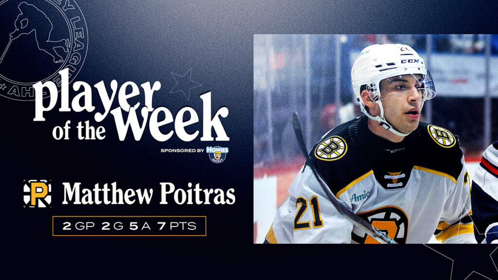 Bruins’ Poitras named AHL Player of the Week