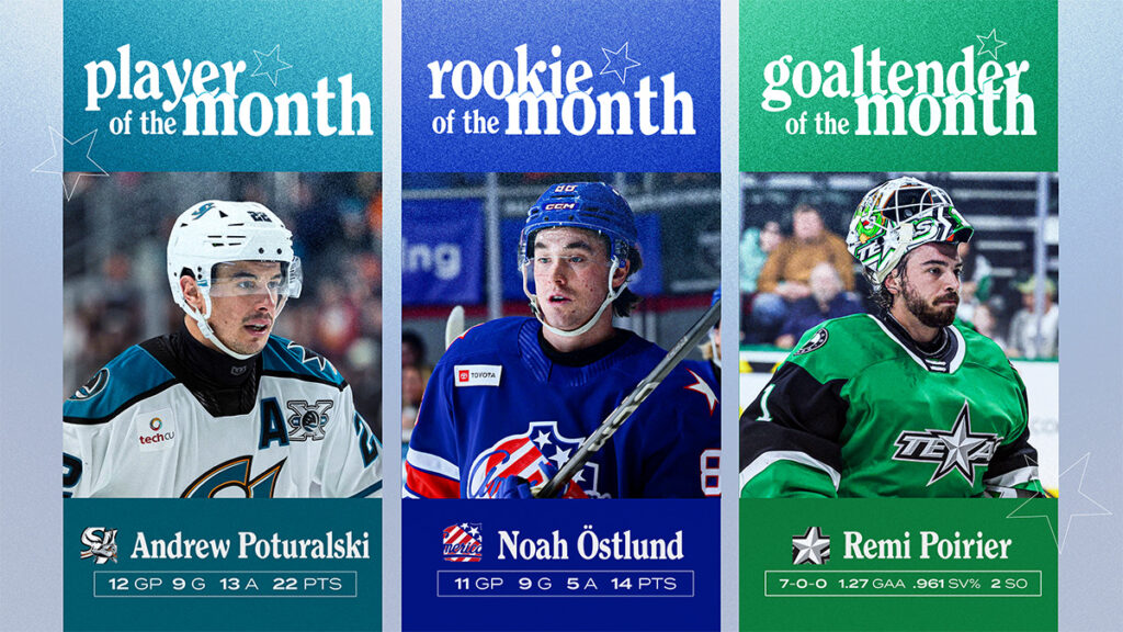 Poturalski, Östlund, Poirier named award winners for March