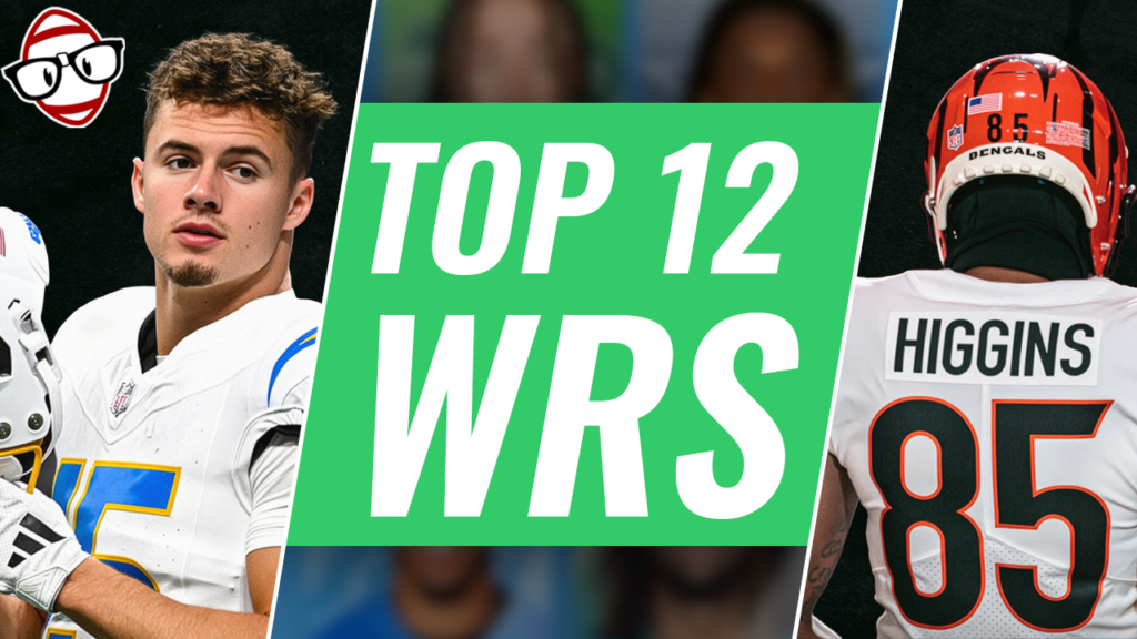 Top 12 WRs Ranking Thumbnail featuring Ladd McConkey and Tee Higgins