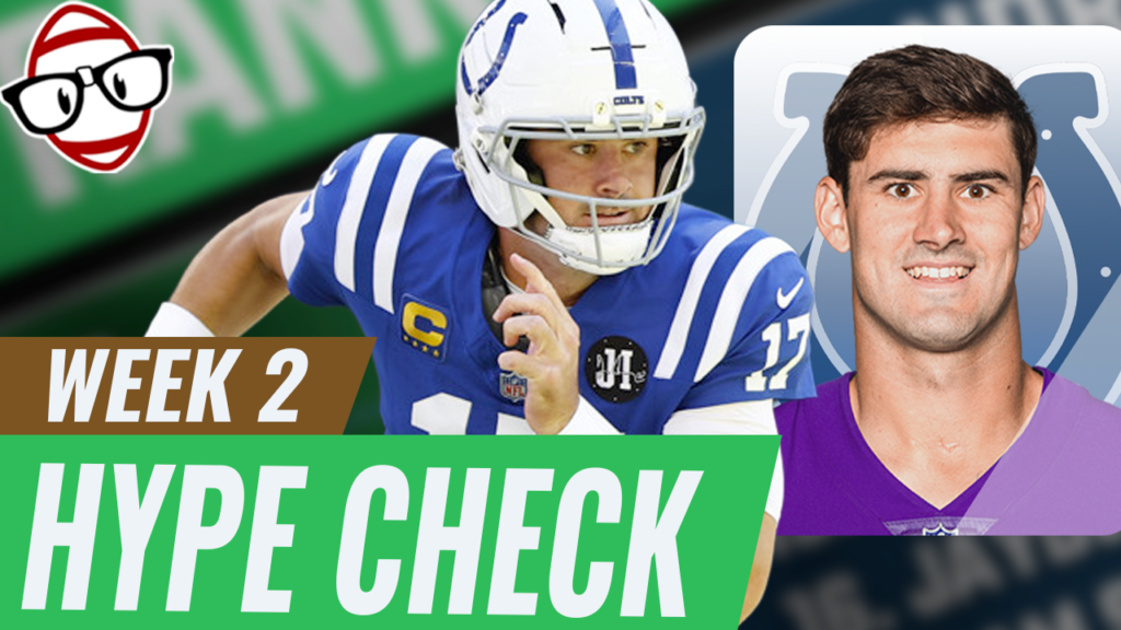 Week 2 Hype Check Thumbnail for fantasy football featuring Daniel Jones