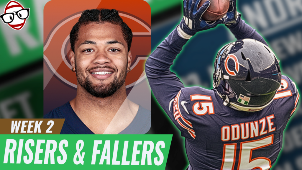 NFL Week 2 Risers and Fallers Thumbnail featuring Rome Odunze