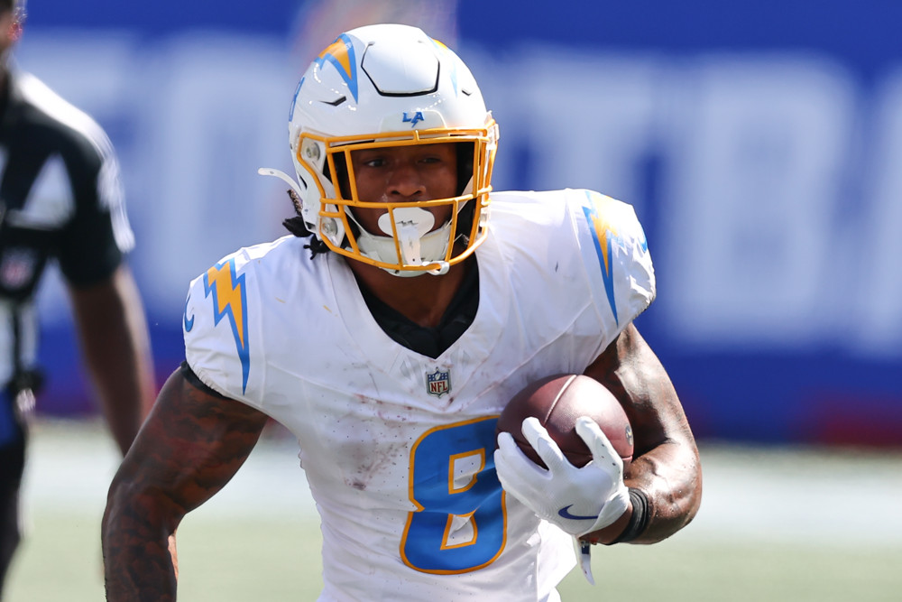 Omarion Hampton Los Angeles Chargers Week 5 Fantasy Football Player Rankings Tiers Start/Sit QB RB WR TE featured article.