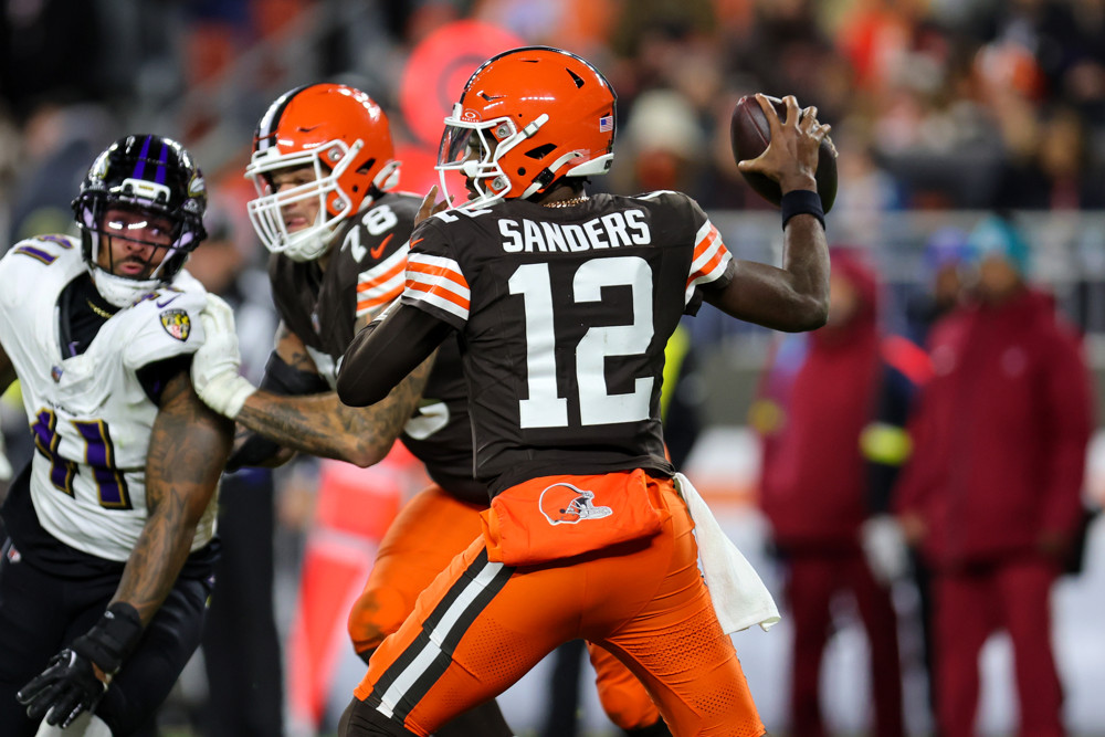 Shedeur Sanders QB featured in the Week 13 Fantasy Football Start/Sit Advanced Stats Matchup Guide
