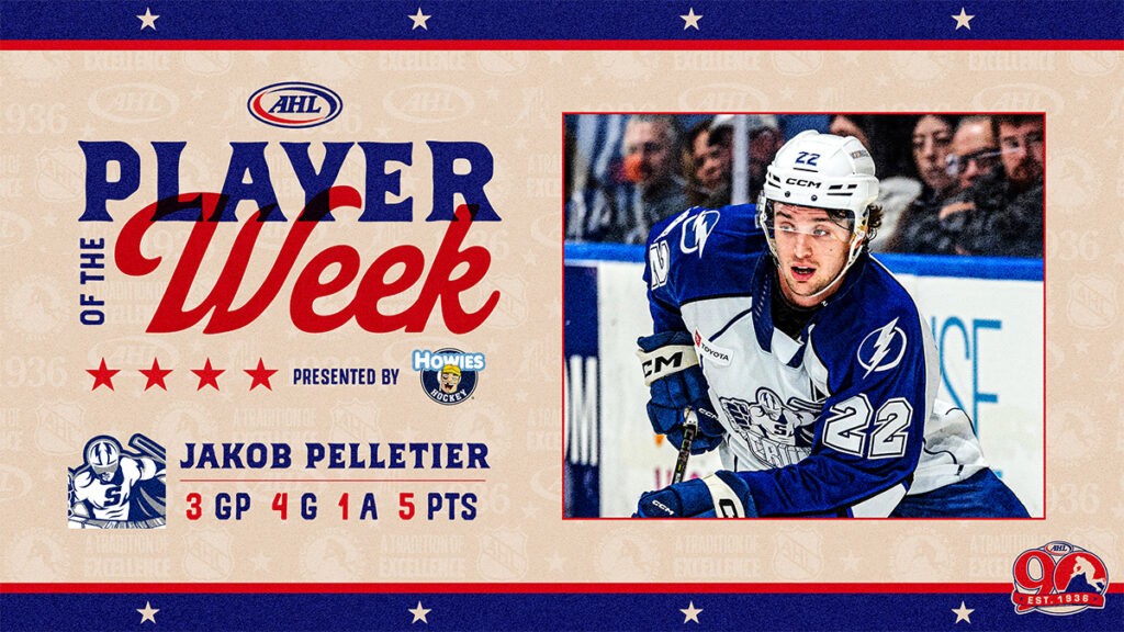 Crunch’s Pelletier named AHL Player of the Week