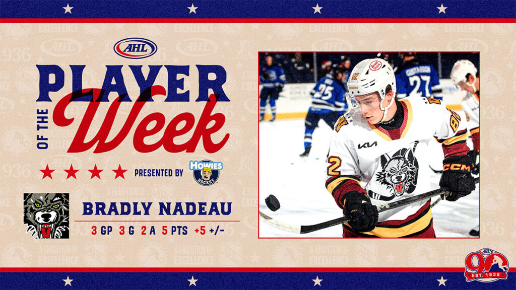 Wolves’ Nadeau named AHL Player of the Week