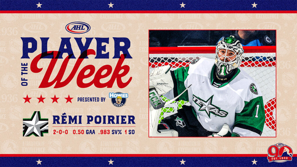 Stars’ Poirier named AHL Player of the Week