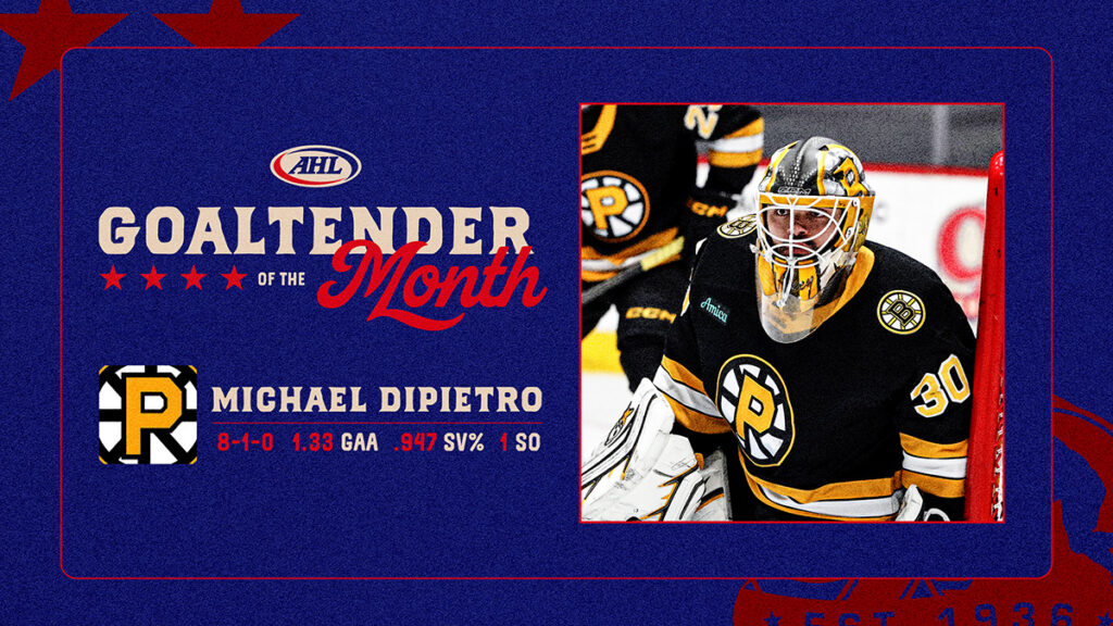 Bruins’ DiPietro named AHL Goaltender of the Month for January