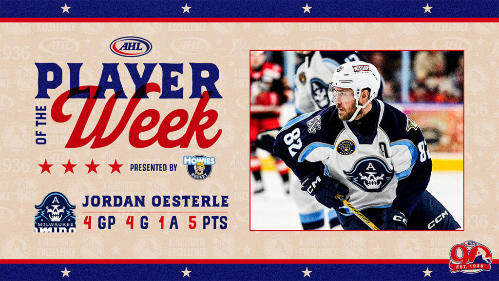Admirals’ Oesterle named AHL Player of the Week