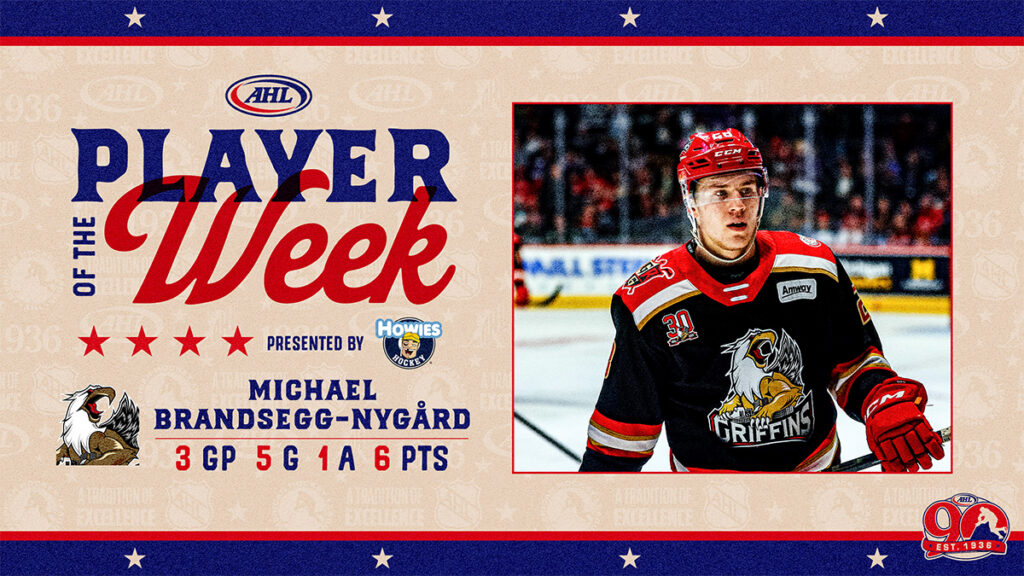 Griffins’ Brandsegg-Nygård named AHL Player of the Week