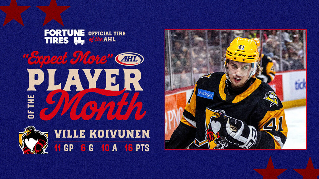 Penguins’ Koivunen named AHL Player of the Month for February