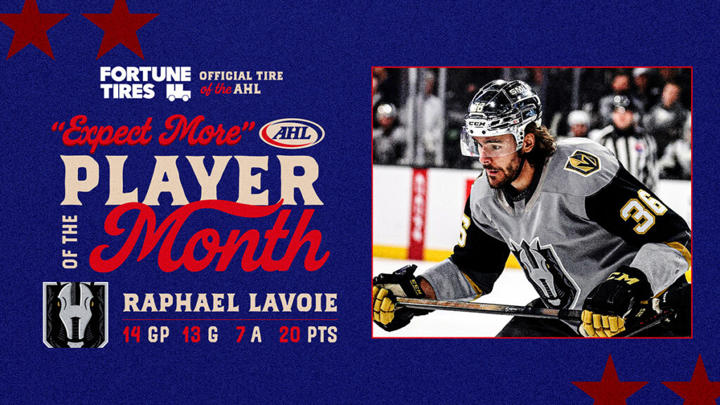 Silver Knights’ Lavoie named AHL Player of the Month for March
