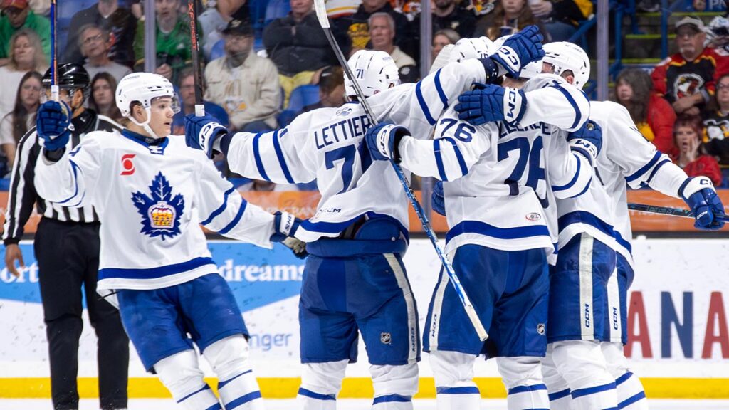 Marlies strike late to take down Penguins in Game 1